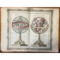 Armillary Spheres 1766 Brion DE LA Tour/desnos Antique Celestial MAP