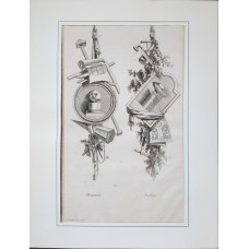 1771 Allegory of Millwork Woodworking Attributes Antique Old Master Engraving Print Jean Charles De La Fosse