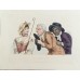Love - col. Copper engraving with etching - cartoon woman with two men - 1810