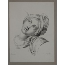 Girls Looking Up E. G. Krüger n. Domenichino lithograph portrait 1850