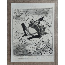 Russia 1850ca HonorÉ Daumier Antique Original Lithographic Allegorical MAP