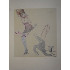 Fateful Please - Watercolor Pencil Drawing - Woman's Nude Erotica Erotic - 1950