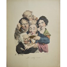  Caricature by Boilly of the five senses with a group of four men and a woman. Senses are physiological capacities of organisms that provide data fo