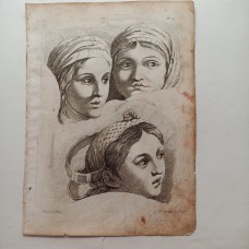 Studio Girls Heads - Charles Nicolas Cochin D.J. n. Raphael - etching - 1790