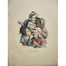 The Grimaces Louis Léopold Boilly 1823 Antique Print