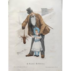 Antique German lithograph published c. 1896 by Bong & Co., Berlin.