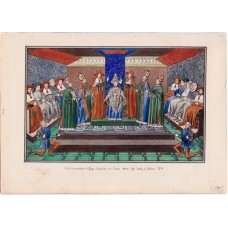 Froissart Chronicles 1839 Hand Col Print. Coronation of Pope Boniface at Rome
