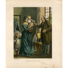 Three antique German domestic lithographs by Carl Mayer: 
