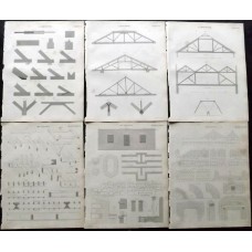 Encyclopedia Britannica C1830 Lot of 6 Prints. Building, Carpentry. Book Plates