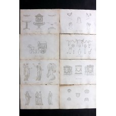Thomas Hope 1809 Lot of 8 Ancient Costume Prints. Book Plates
