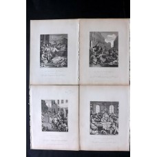 Hogarth 1833 Set of 4 Antique Prints. Four Stages of Cruelty. Book Plates
