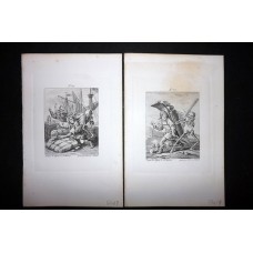 Holbein & Mechel C1870 Pair of Dance of Death Prints. Skeletons. Book Plates