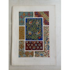 Moyen Age 3 Farb-Lithographien Racinet Ornement polychrom Mittelalter Dekor 1885