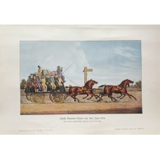 1900 Ireland Irish Horse Mail Coach Original Antique German lithograph print Old Book Plate